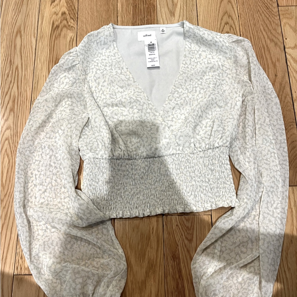 Aritzia Wilfred Blouse | size: XS | color: light green/white